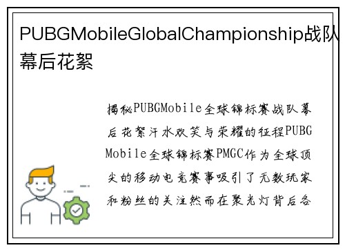 PUBGMobileGlobalChampionship战队幕后花絮